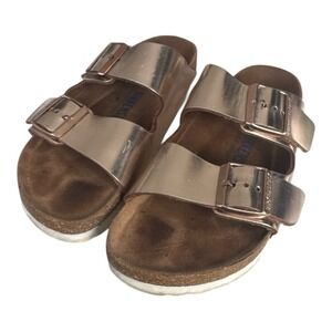 Birkenstock Arizona Metallic Copper Leather Soft Footbed Sandals Women's 37
